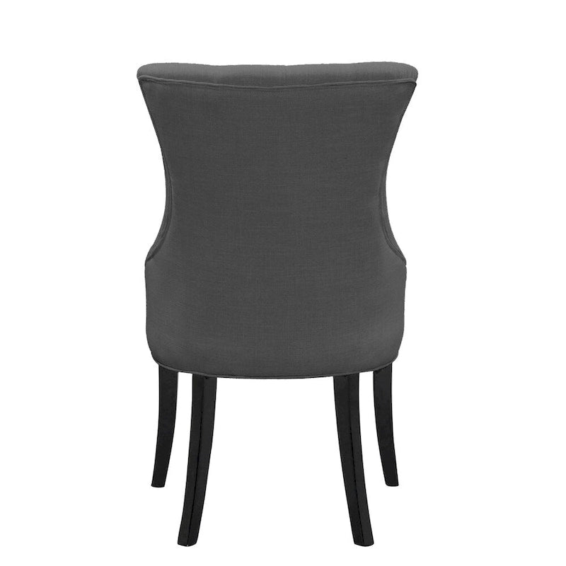Set of 2 Beige Fabric Dining Chair Wing Chair with Tufted Buttons