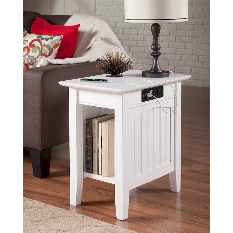 Chair Side Table with Built-in Charger
