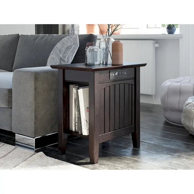 Chair Side Table with Built-in Charger
