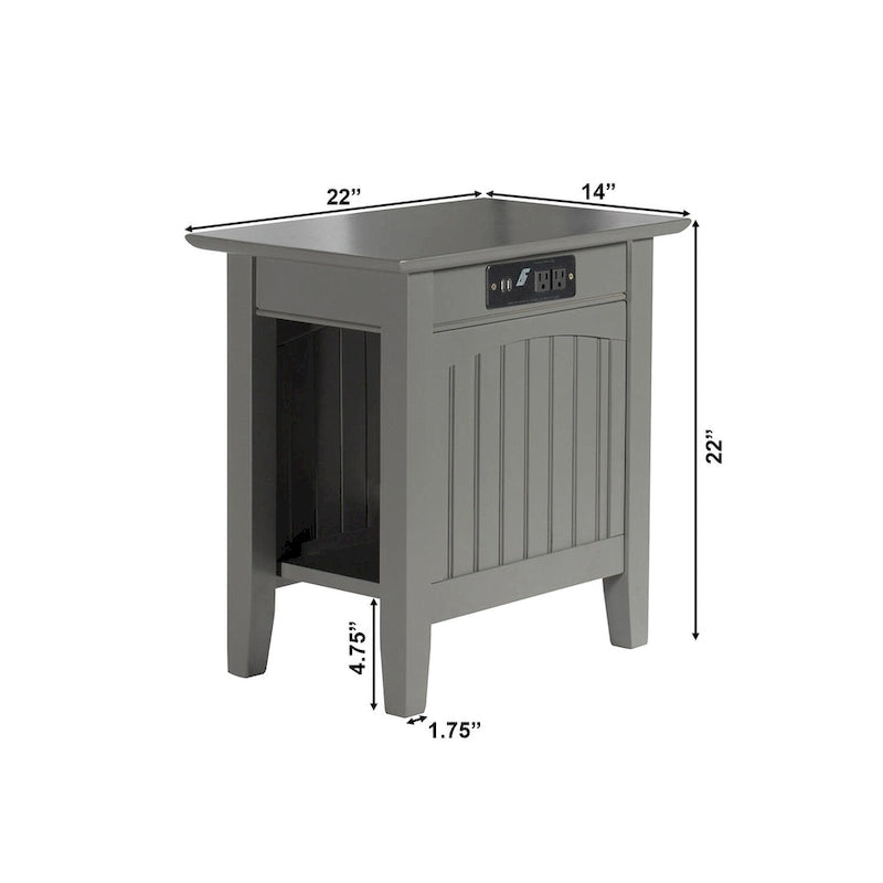 Chair Side Table with Built-in Charger
