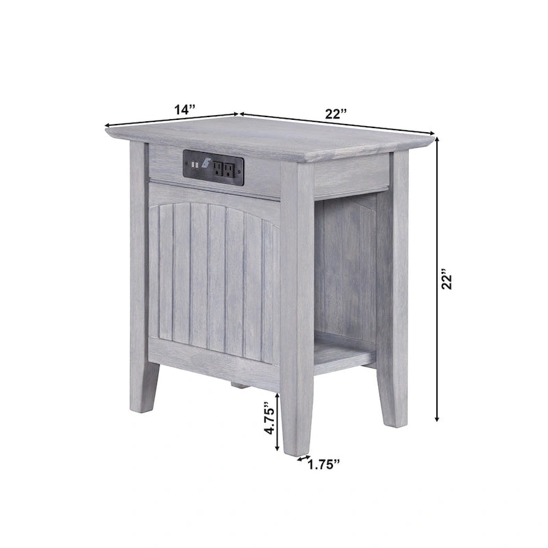 Chair Side Table with Built-in Charger