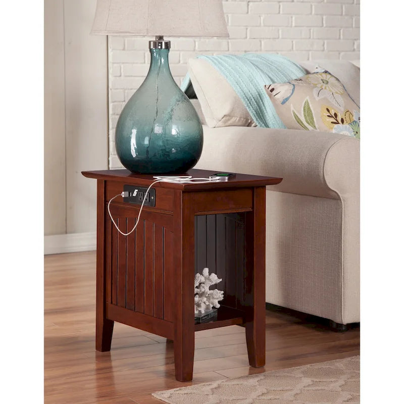 Chair Side Table with Built-in Charger