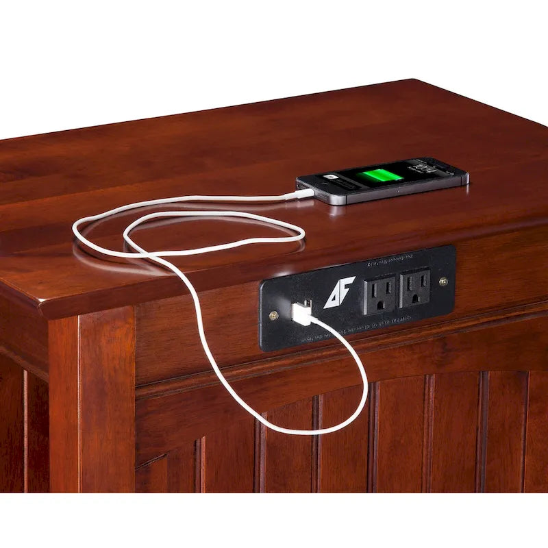 Chair Side Table with Built-in Charger