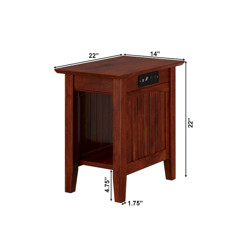 Chair Side Table with Built-in Charger
