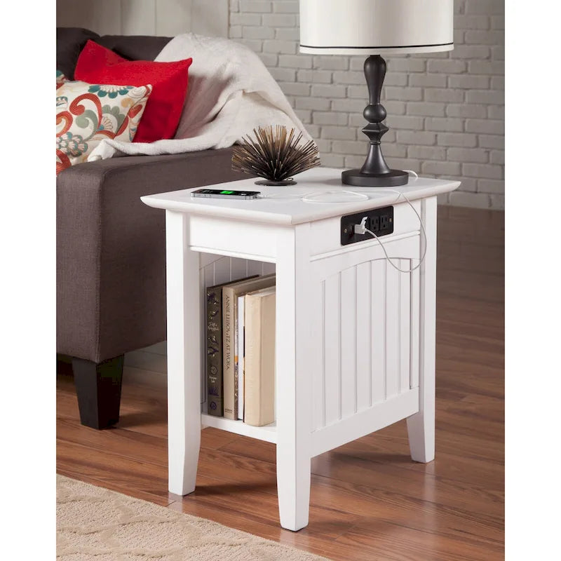 Chair Side Table with Built-in Charger