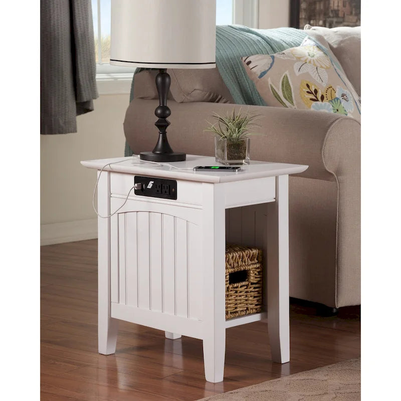 Chair Side Table with Built-in Charger