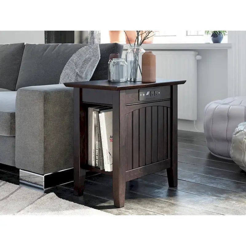 Chair Side Table with Built-in Charger
