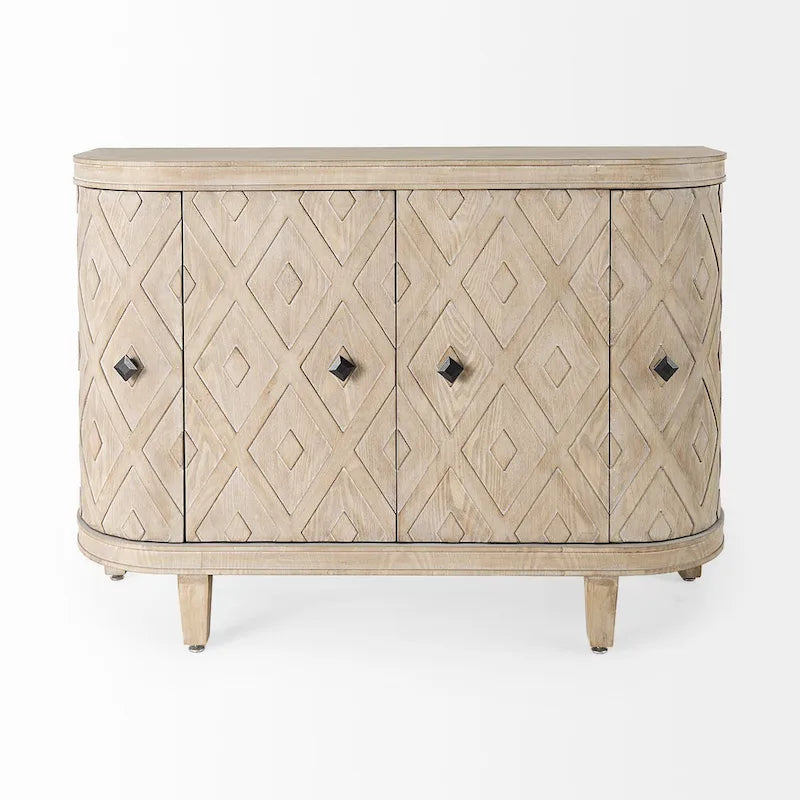 Beige Fir Veneer 4 Door Cabinet - 47.2L x 15.0W x 33.1H