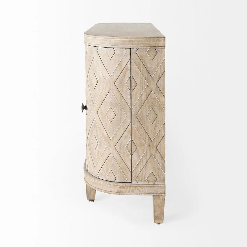 Beige Fir Veneer 4 Door Cabinet - 47.2L x 15.0W x 33.1H