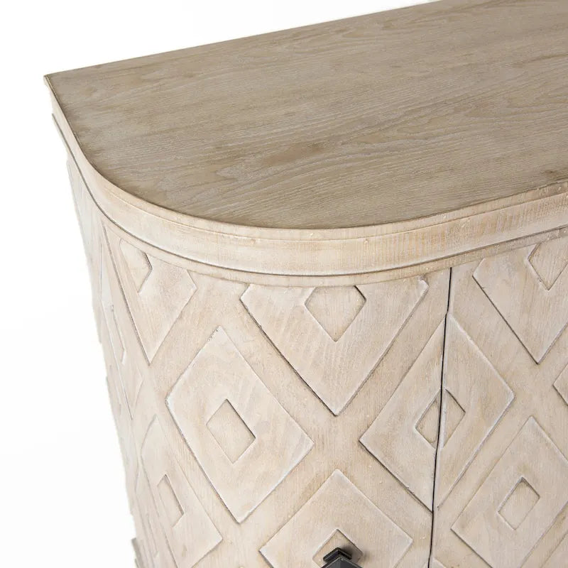 Beige Fir Veneer 4 Door Cabinet - 47.2L x 15.0W x 33.1H