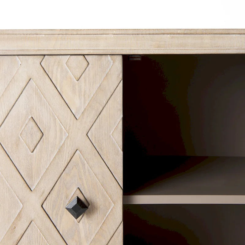Beige Fir Veneer 4 Door Cabinet - 47.2L x 15.0W x 33.1H