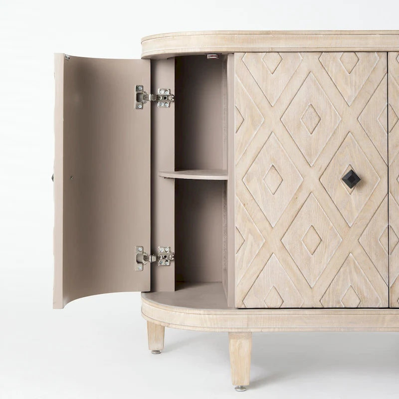 Beige Fir Veneer 4 Door Cabinet - 47.2L x 15.0W x 33.1H