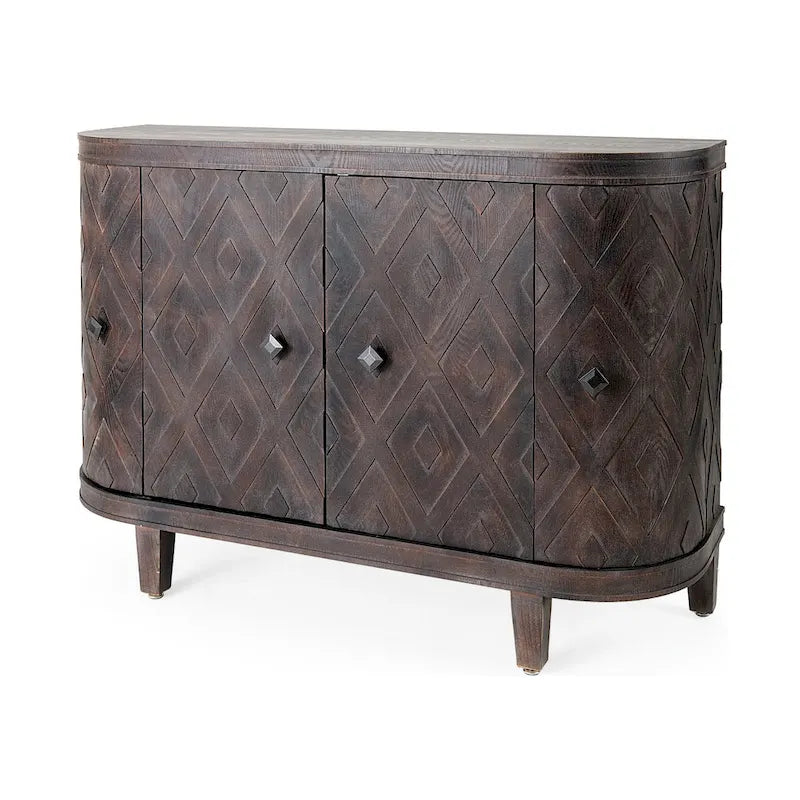 Beige Fir Veneer 4 Door Cabinet - 47.2L x 15.0W x 33.1H