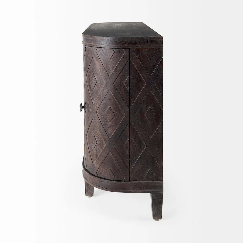 Beige Fir Veneer 4 Door Cabinet - 47.2L x 15.0W x 33.1H