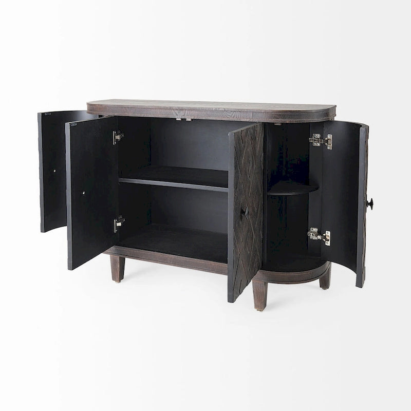 Beige Fir Veneer 4 Door Cabinet - 47.2L x 15.0W x 33.1H