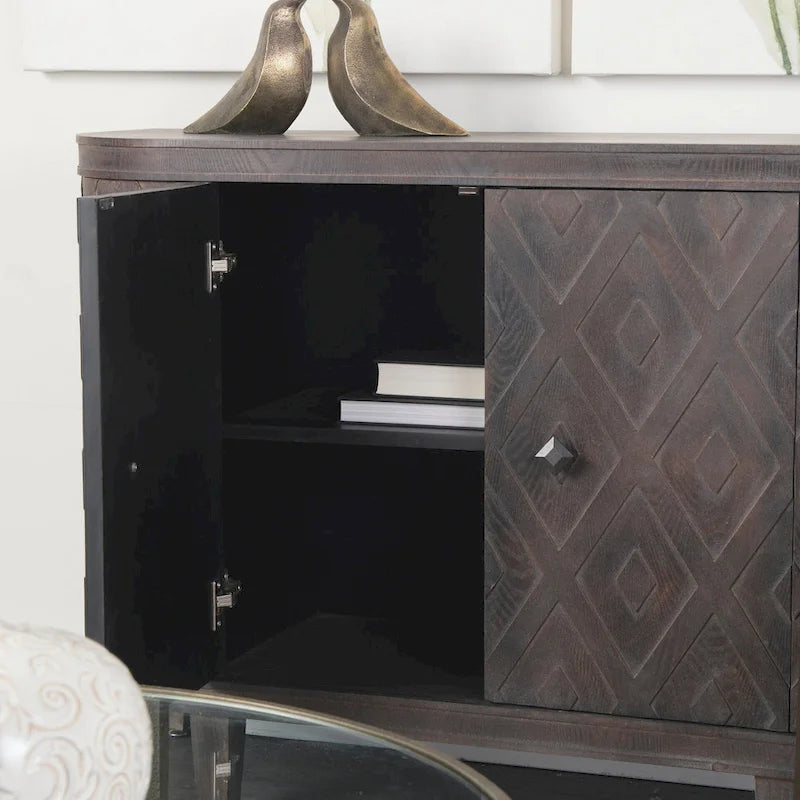 Beige Fir Veneer 4 Door Cabinet - 47.2L x 15.0W x 33.1H
