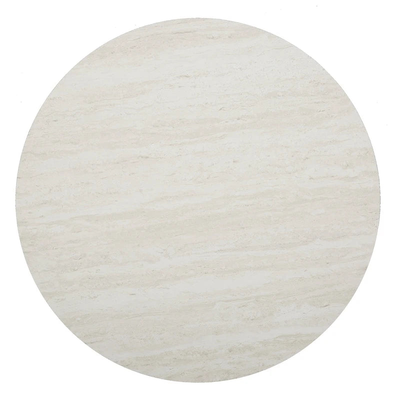 Modern Faux Marble Round Coffee Table with Gold Geometric Base