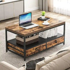 Table basse Mid-Century avec rangement ouvert et placard pour salon