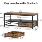 Table basse Mid-Century avec rangement ouvert et placard pour salon