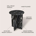 Table d'appoint en marbre naturel fait main en X de 45 cm, par