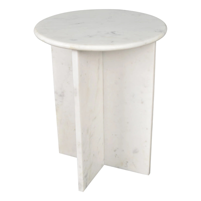 17.75 Contemporary Natural Marble Handmade X-Shaped End Table, by