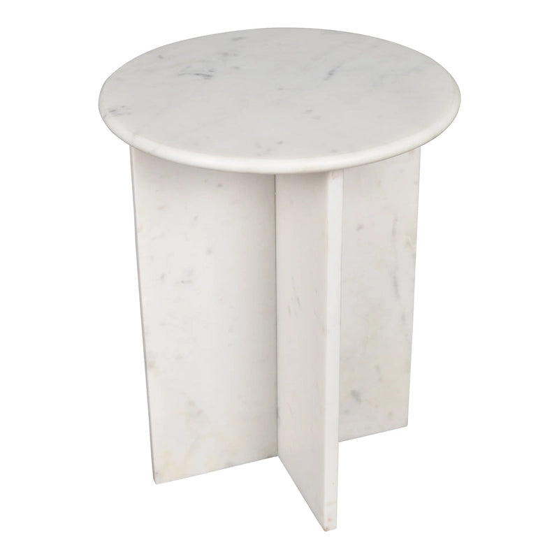 17.75 Contemporary Natural Marble Handmade X-Shaped End Table, by