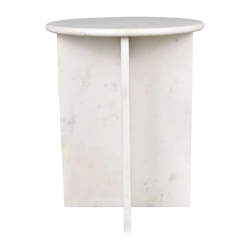 17.75 Contemporary Natural Marble Handmade X-Shaped End Table, by