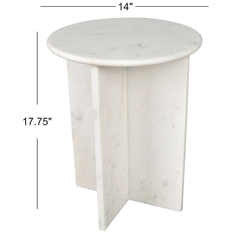17.75 Contemporary Natural Marble Handmade X-Shaped End Table, by