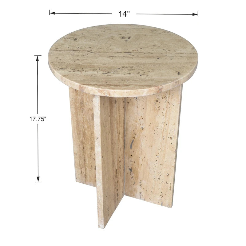 17.75 Contemporary Natural Marble Handmade X-Shaped End Table, by