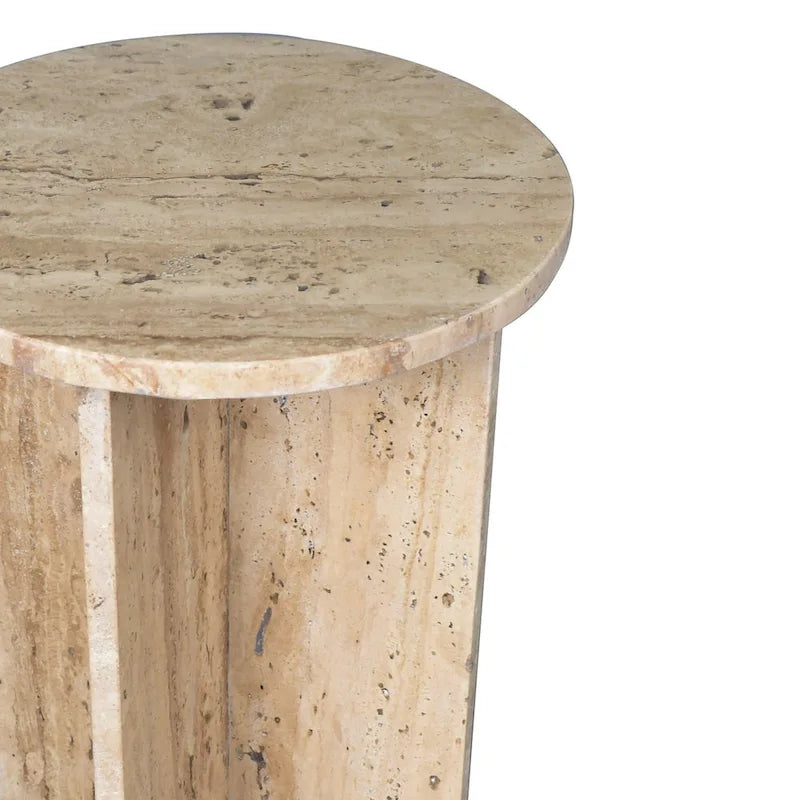 17.75 Contemporary Natural Marble Handmade X-Shaped End Table, by
