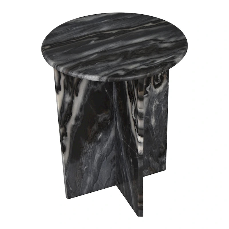 17.75 Contemporary Natural Marble Handmade X-Shaped End Table, by