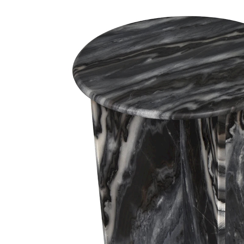 17.75 Contemporary Natural Marble Handmade X-Shaped End Table, by