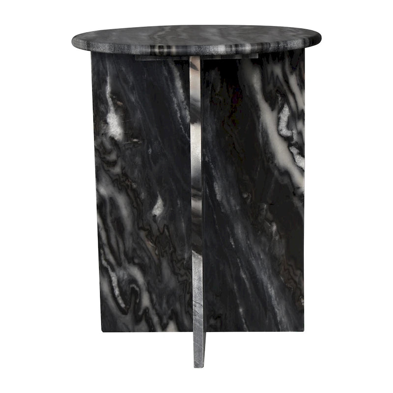17.75 Contemporary Natural Marble Handmade X-Shaped End Table, by