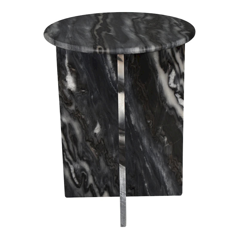 17.75 Contemporary Natural Marble Handmade X-Shaped End Table, by