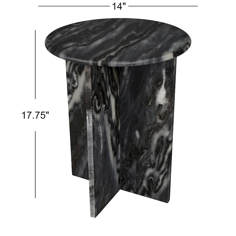 17.75 Contemporary Natural Marble Handmade X-Shaped End Table, by