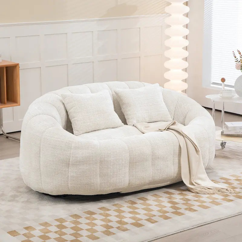Chenille Upholstered Durable Comfort Lounger High Back Bean Bag Loveseat Sofa