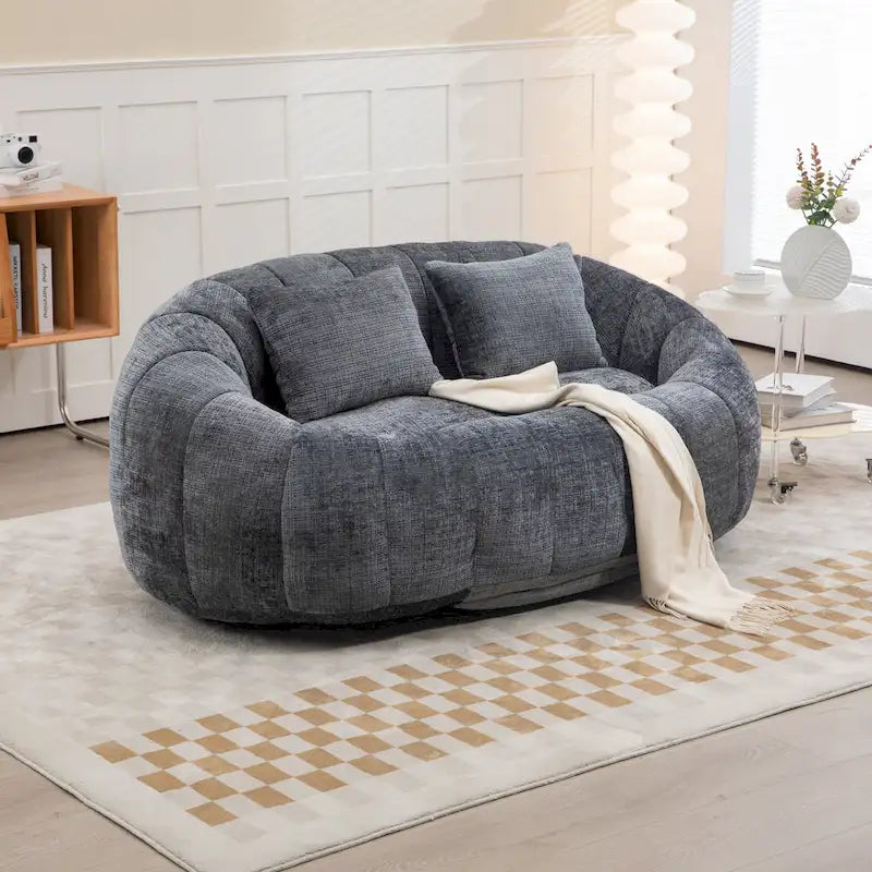 HOMEFUN Chenille Upholstered Durable Comfort Lounger High Back Bean Bag Loveseat Sofa
