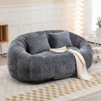Canapé deux places pouf à dossier haut en chenille, confortable et durable