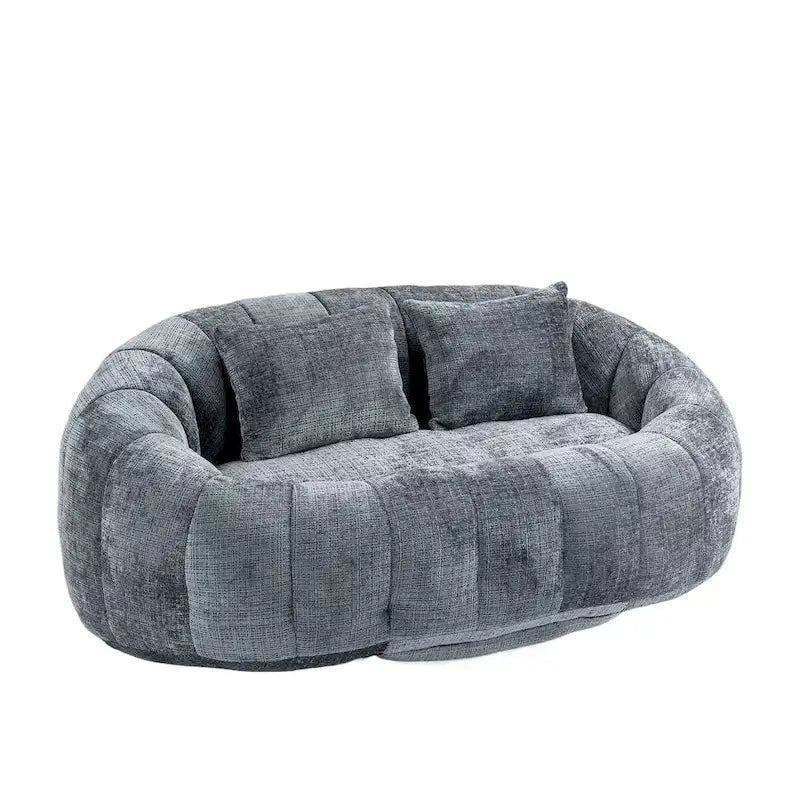 Chenille Upholstered Durable Comfort Lounger High Back Bean Bag Loveseat Sofa