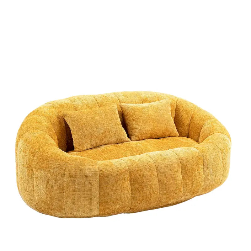 Chenille Upholstered Durable Comfort Lounger High Back Bean Bag Loveseat Sofa