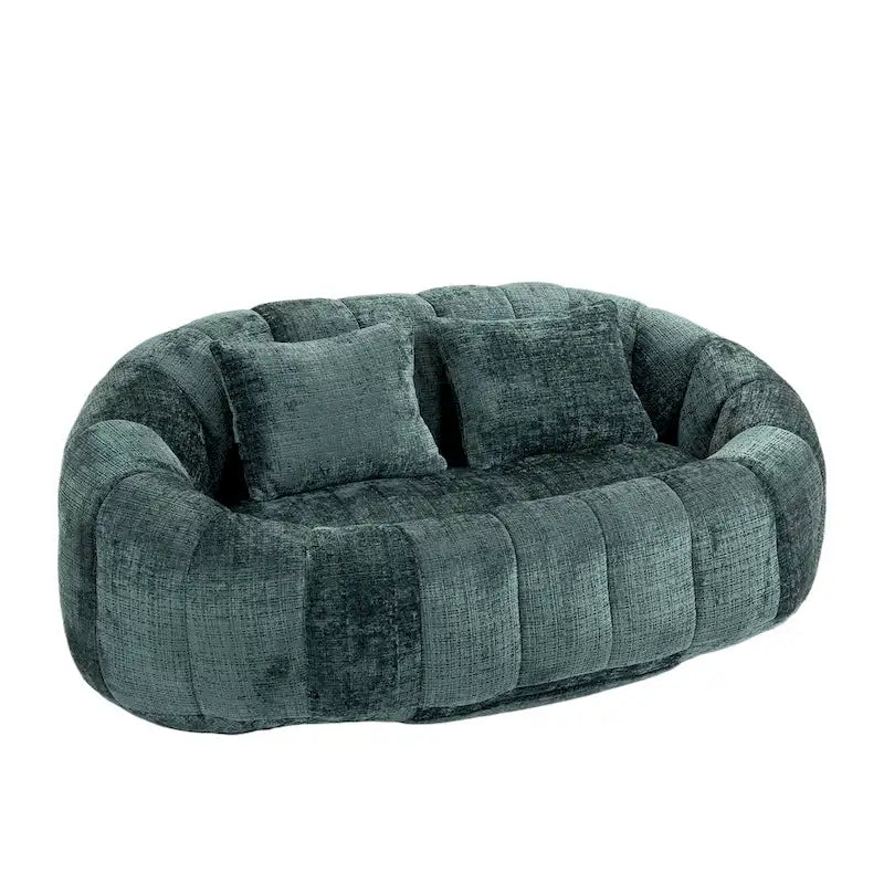 Chenille Upholstered Durable Comfort Lounger High Back Bean Bag Loveseat Sofa