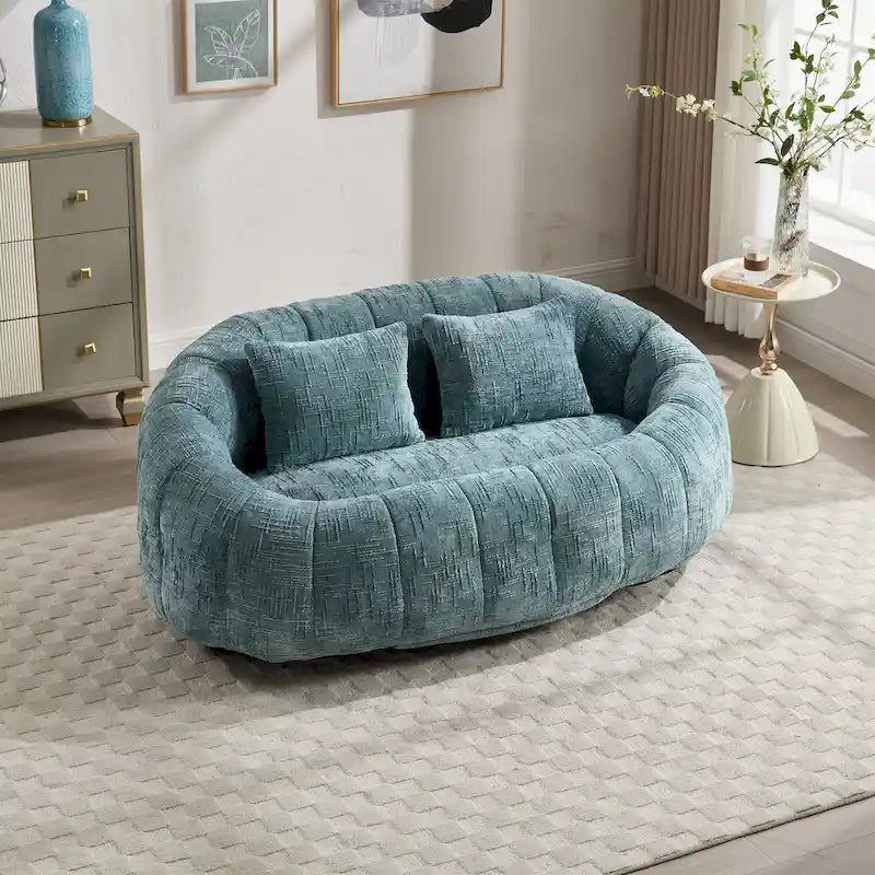 Chenille Upholstered Durable Comfort Lounger High Back Bean Bag Loveseat Sofa