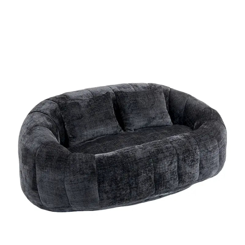 Chenille Upholstered Durable Comfort Lounger High Back Bean Bag Loveseat Sofa
