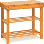 Bamboo Shoe Rack Bench - 27.6D x 10W x 17.6H