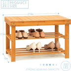 Banc porte-chaussures en bambou - 27,6P x 10l x 17,6H