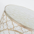 Table basse ronde simple française en coquille de Capiz naturelle - 22 x 17