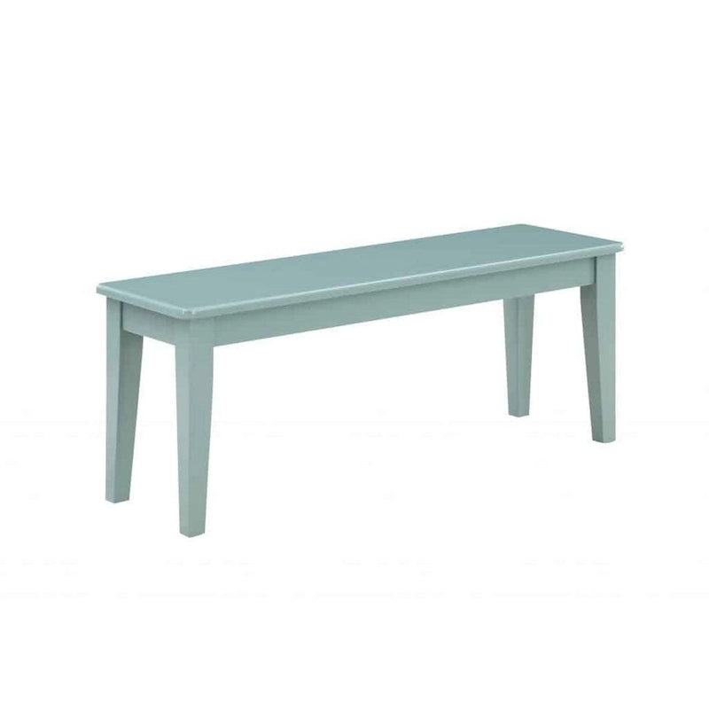 44 Inch Modern Rectangular Dining Bench, Tapered Legs, Teal Blue