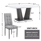Table à manger moderne avec base en MDF en V/ Ensemble de 6 chaises de salle à manger capitonnées en lin