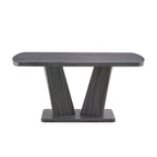 Table à manger moderne avec base en MDF en V/ Ensemble de 6 chaises de salle à manger capitonnées en lin