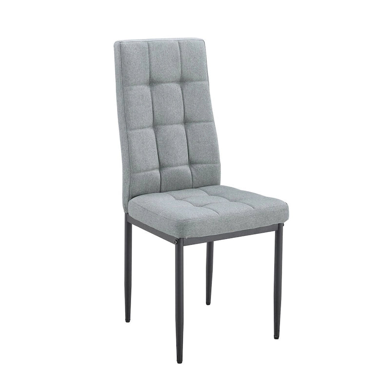 Modern Dining Table with V-Shape MDF Base/ Linen Tufted Dining Room Chairs Set of 6